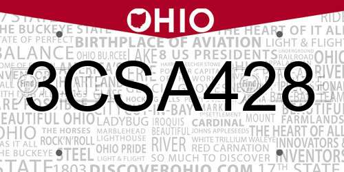 3CSA428 Ohio License Plate