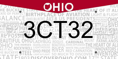 3CT32 Ohio License Plate