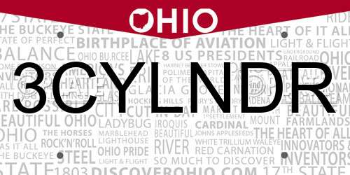 3CYLNDR Ohio License Plate