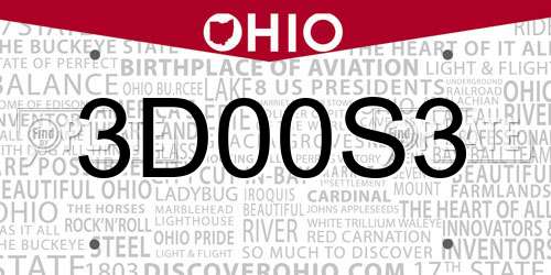 3D00S3 Ohio License Plate