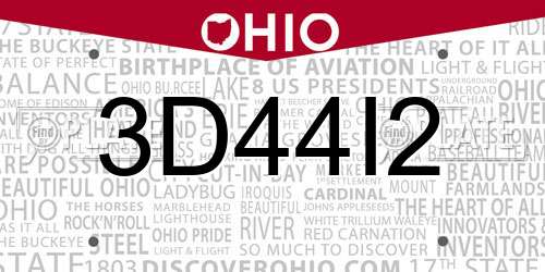 3D44I2 Ohio License Plate