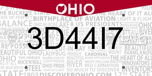 3D44I7 Ohio License Plate