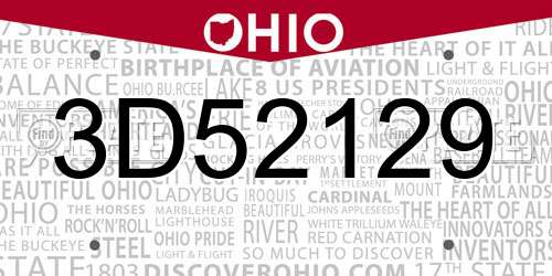 3D52129 Ohio License Plate