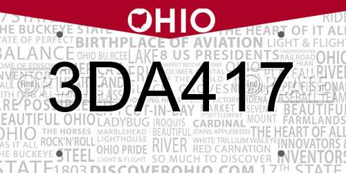 3DA417 Ohio License Plate