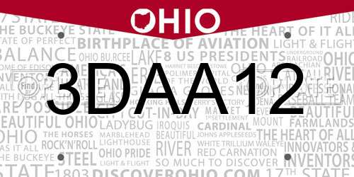 3DAA12 Ohio License Plate
