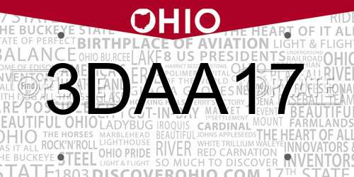 3DAA17 Ohio License Plate