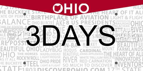 3DAYS Ohio License Plate