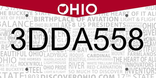 3DDA558 Ohio License Plate