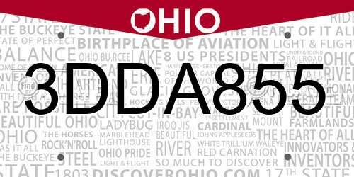 3DDA855 Ohio License Plate