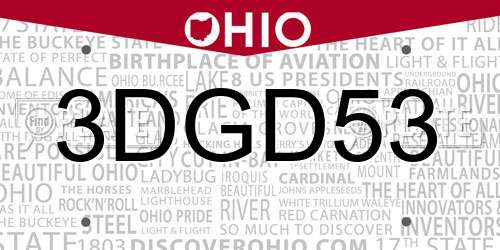 3DGD53 Ohio License Plate