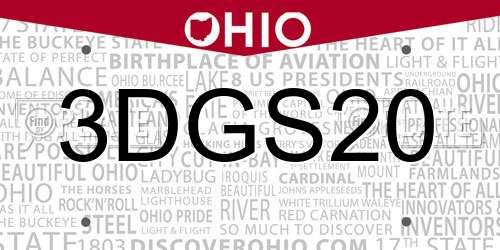 3DGS20 Ohio License Plate