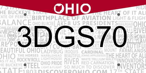 3DGS70 Ohio License Plate
