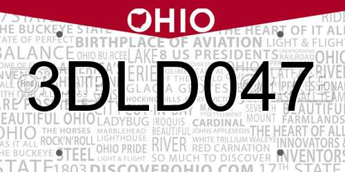 3DLD047 Ohio License Plate