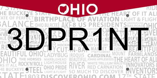 3DPR1NT Ohio License Plate