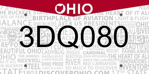 3DQ080 Ohio License Plate