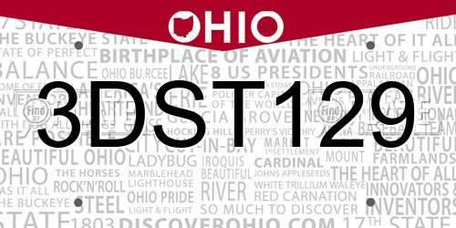 3DST129 Ohio License Plate