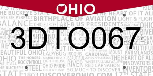 3DTO067 Ohio License Plate