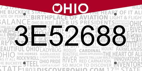 3E52688 Ohio License Plate