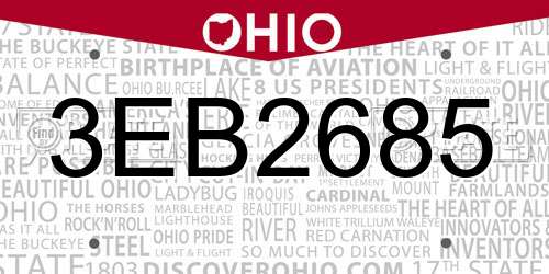3EB2685 Ohio License Plate