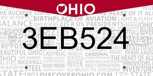 3EB524 Ohio License Plate