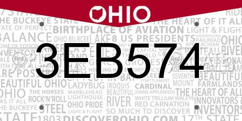 3EB574 Ohio License Plate