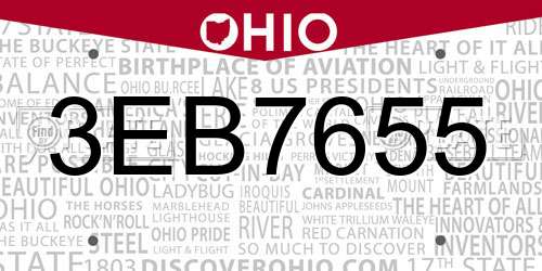 3EB7655 Ohio License Plate