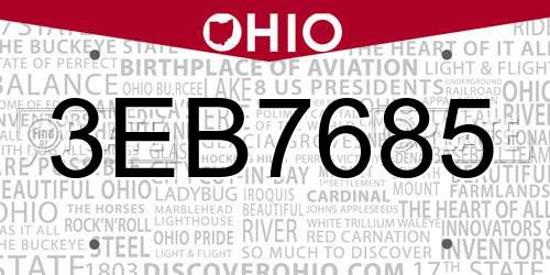 3EB7685 Ohio License Plate