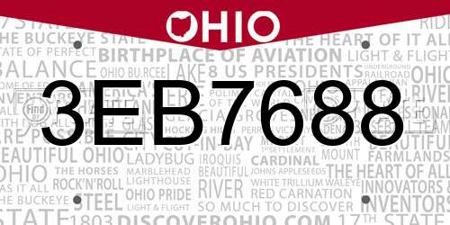 3EB7688 Ohio License Plate