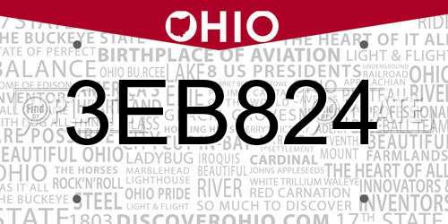 3EB824 Ohio License Plate