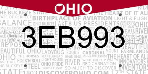 3EB993 Ohio License Plate