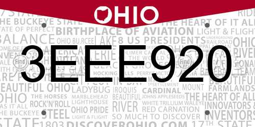3EEE920 Ohio License Plate