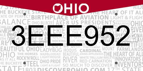 3EEE952 Ohio License Plate