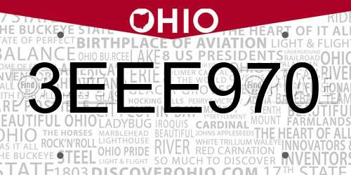 3EEE970 Ohio License Plate