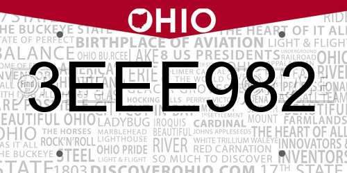 3EEE982 Ohio License Plate