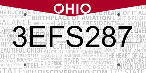 3EFS287 Ohio License Plate