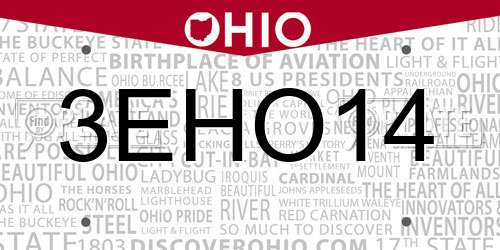 3EHO14 Ohio License Plate