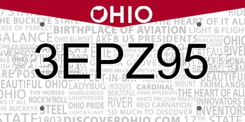 3EPZ95 Ohio License Plate