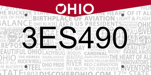 3ES490 Ohio License Plate
