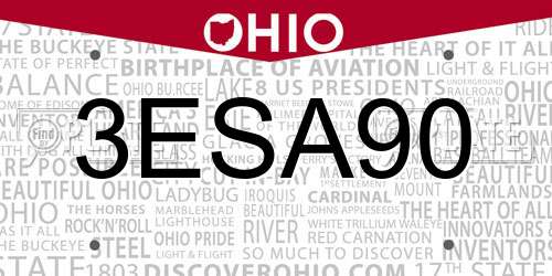 3ESA90 Ohio License Plate