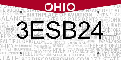 3ESB24 Ohio License Plate
