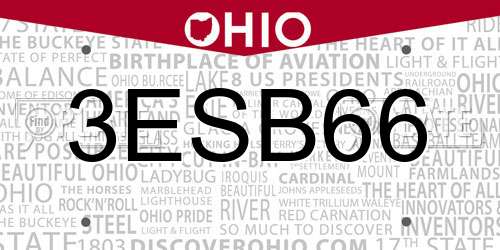 3ESB66 Ohio License Plate