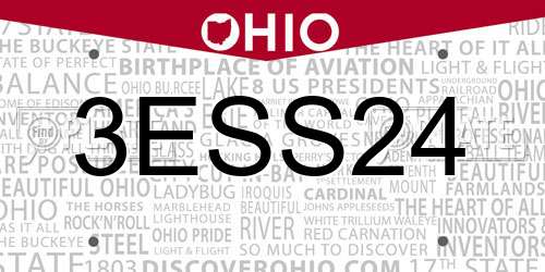 3ESS24 Ohio License Plate