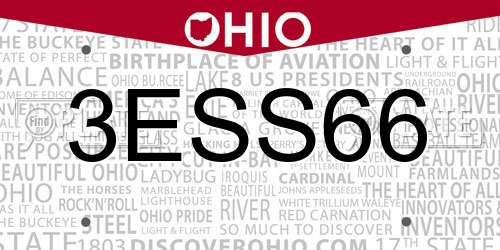 3ESS66 Ohio License Plate