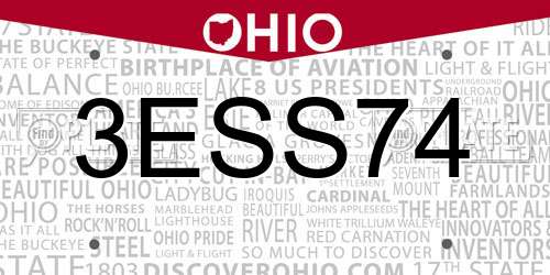 3ESS74 Ohio License Plate