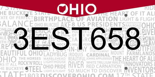 3EST658 Ohio License Plate