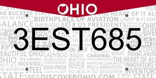 3EST685 Ohio License Plate
