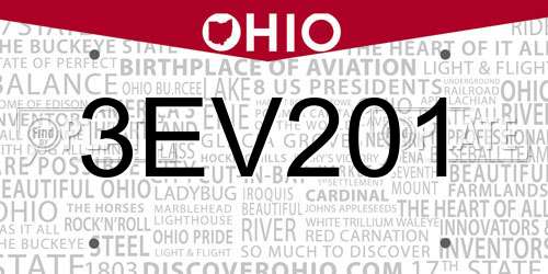3EV201 Ohio License Plate