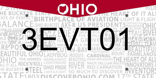3EVT01 Ohio License Plate