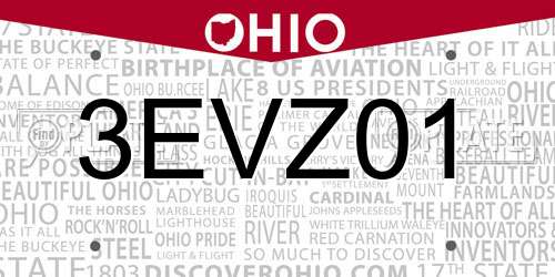 3EVZ01 Ohio License Plate
