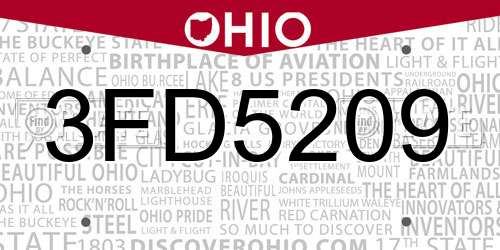 3FD5209 Ohio License Plate
